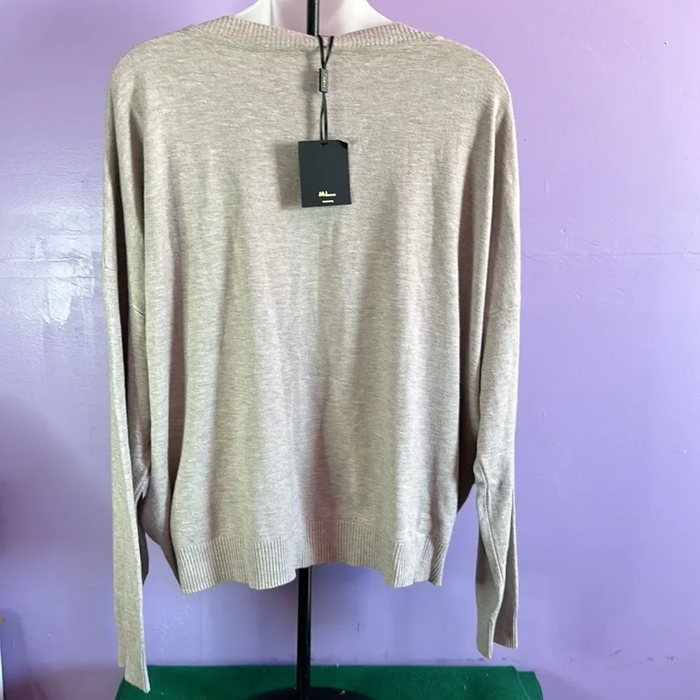 Milano XL Heather Mocha Boat Neck Sweater Long Sleeve Knit Top